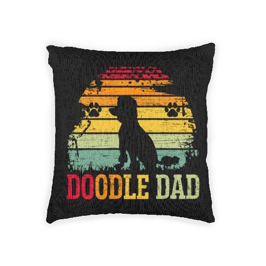 Doodle Dad Goldendoodle Dog Lover Puppy Paw Love Woven Pillows