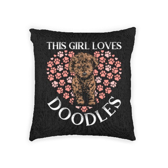 This Girl Loves Doodles Goldendoodle Dog Owner Woven Pillows