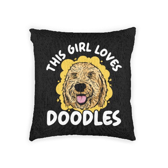 This Girl Loves Doodles Goldendoodle Dog Owner Woven Pillows