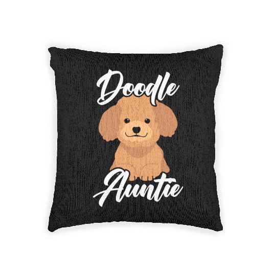 Doodle Auntie Goldendoodle Dog Lover Puppy Paw Woven Pillows