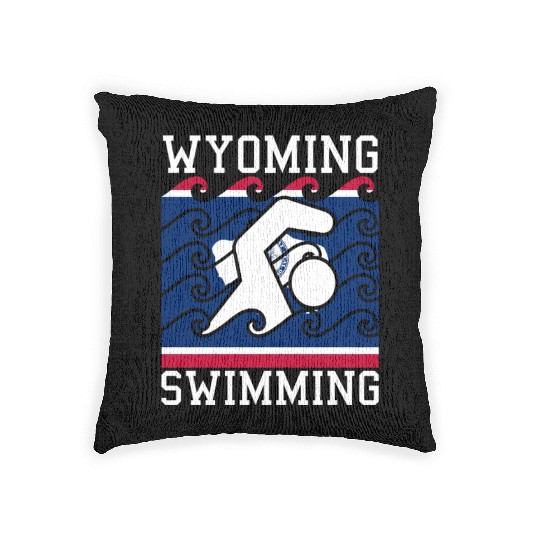 Wyoming Flag Swimming Team Swim Swimmer US State Woven Pillows