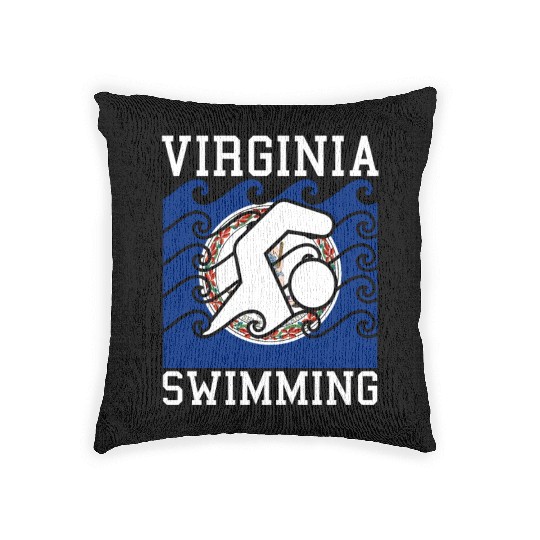 Virginia Flag Swimming Team Swim Swimmer US State Woven Pillows