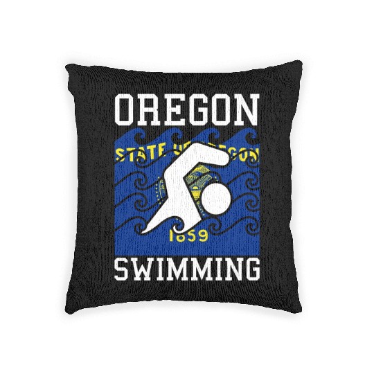 Oregon Flag Swimming Team Pacific Swim Swimmer US Woven Pillows
