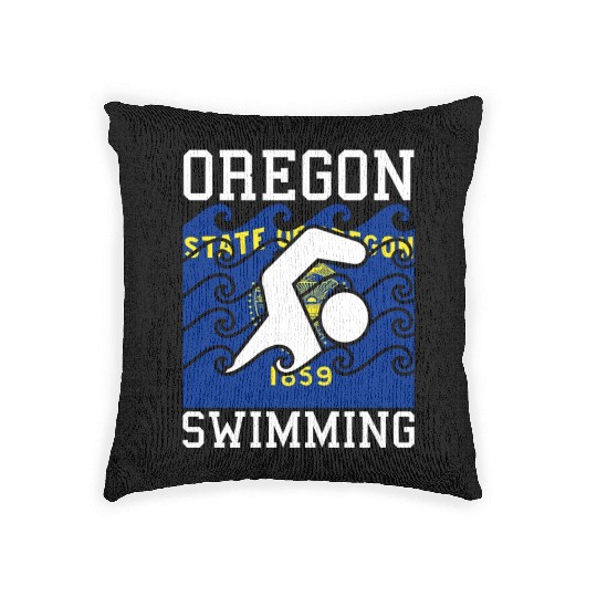 Oregon Flag Swimming Team Pacific Swim Swimmer US Woven Pillows