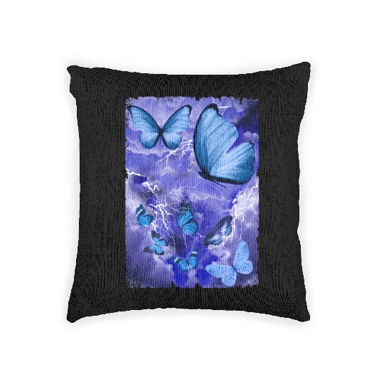 Blue Butterflies Lightning Butterfly Lover Woven Pillows