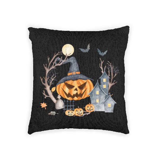 Halloween cute pumpkin pumpkin autumn coffee subli Woven Pillows