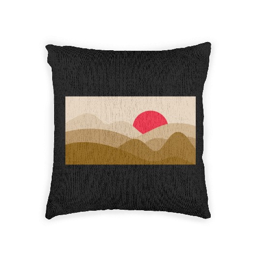 Minimalist Sun Copper Brown Woven Pillows