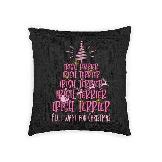 Irish Terrier Christmas Dog breed Christmas Tree Woven Pillows