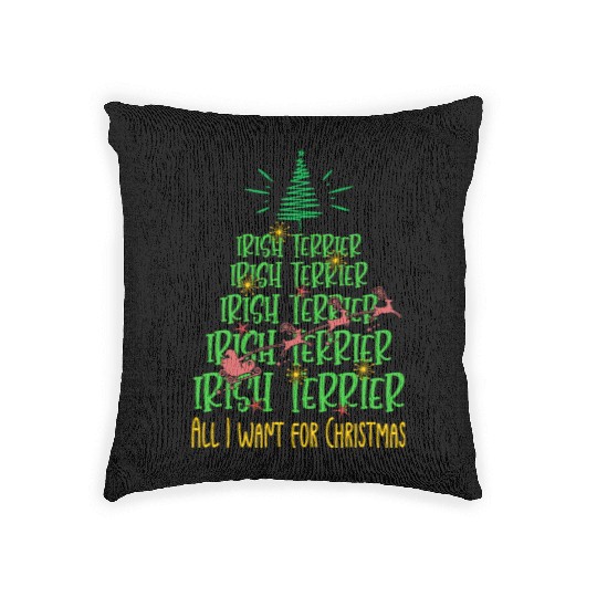 Irish Terrier Christmas Dog breed Christmas Tree Woven Pillows