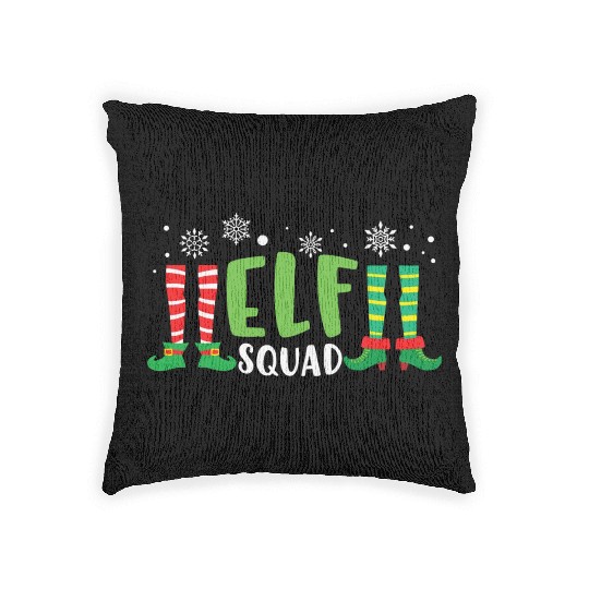 Elf Squad Santa Helpers Watching xmas Woven Pillows