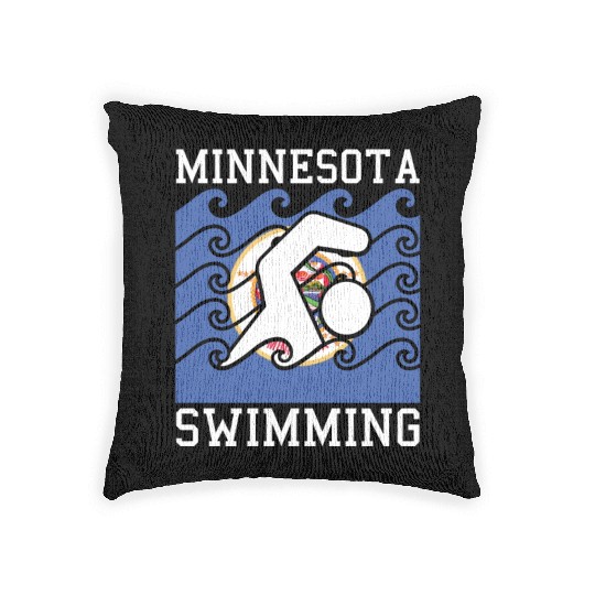 Minnesota Flag Swimming Team Swim Swimmer US State Woven Pillows
