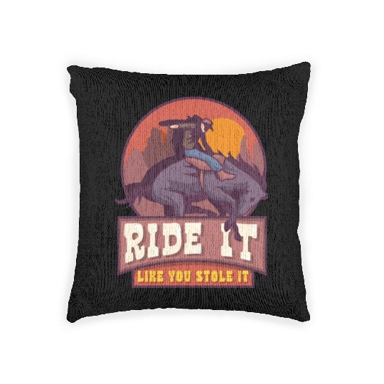 Rodeo Bull Riding Livestock Show Farmer Cattle Woven Pillows