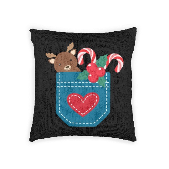 Christmas moose peppermint pocket Woven Pillows