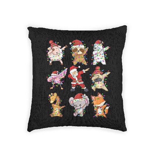 Dabbing Santa Animal Friends Christmas Kids Boys Woven Pillows