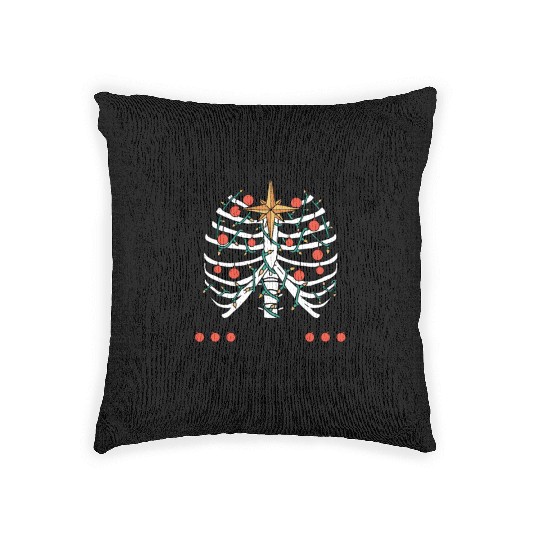 Christmas Holiday Skeleton Rib Cage Radiology Woven Pillows