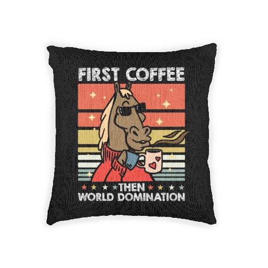 Horse Riding Sunglasses Coffee Woven Pillows