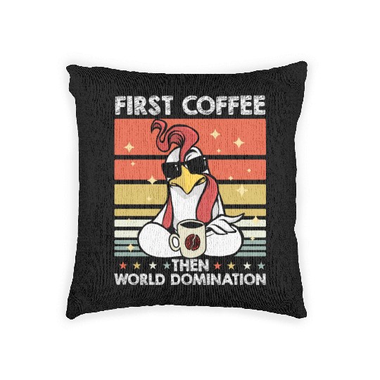 Rooster Cock Coffee Sunglasses Woven Pillows