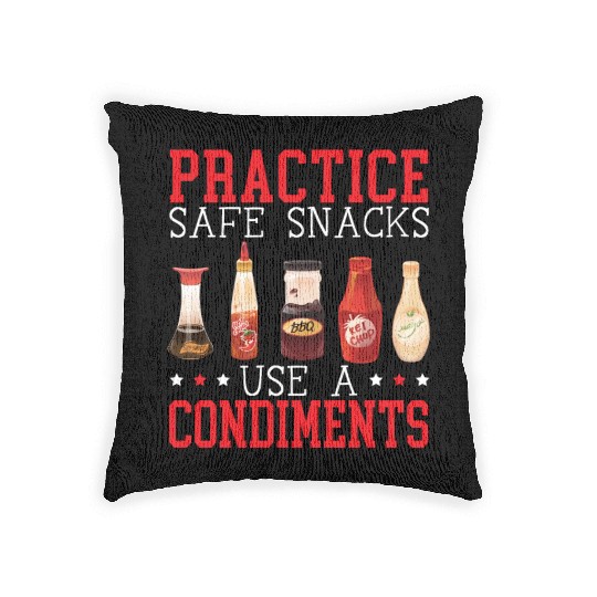 Practice Safe Snacks Use A Condiment Ketchup Woven Pillows