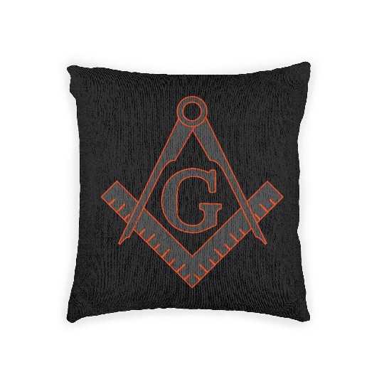 FREEMASON SQUARE COMPASSES combi grey orange Woven Pillows