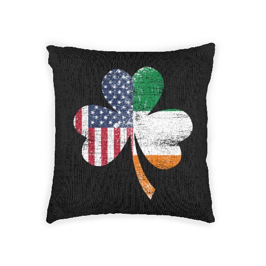 Shamrock Usa Flag Irish Ireland Woven Pillows