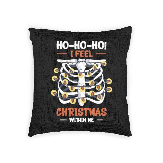 Christmas Holiday Skeleton Rib Cage Radiology Woven Pillows