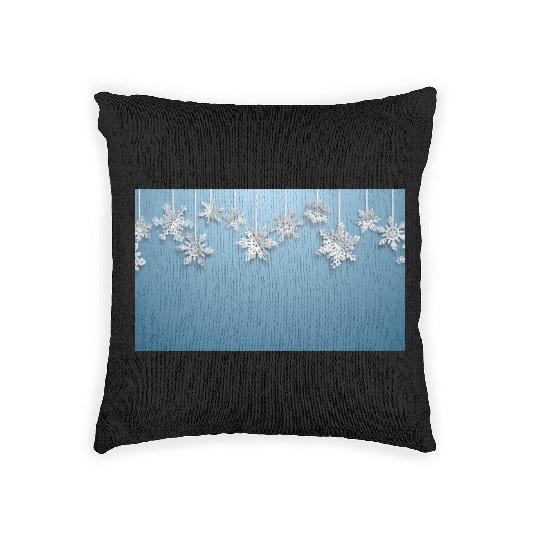 Elegant Hanging Snowflakes Light Blue Woven Pillows
