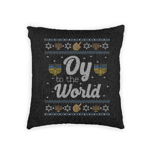Funny Ugly Hanukkah Oy To The World Woven Pillows