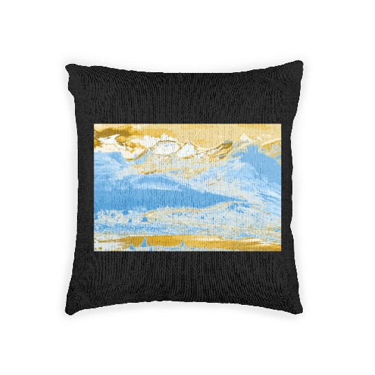 Golden Blue Mountain Lake Woven Pillows