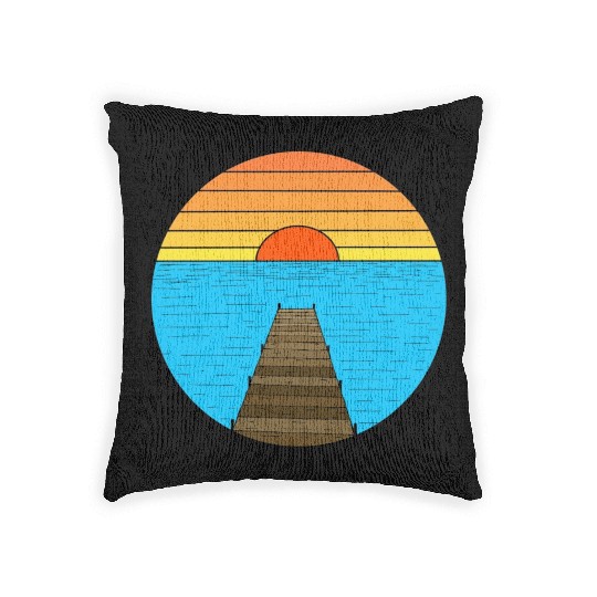 Footbridge sunrise Woven Pillows