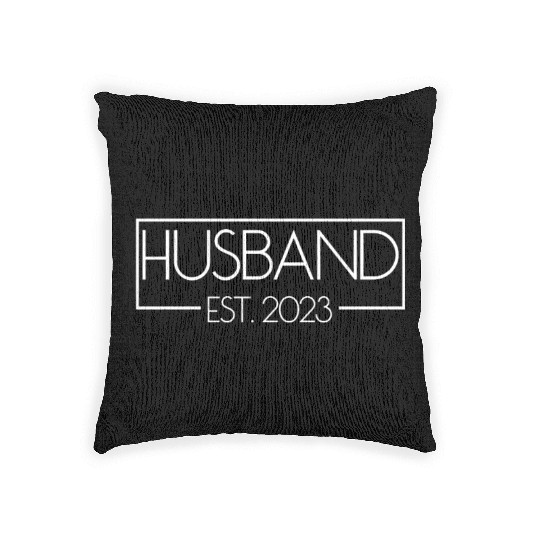 Husband Est. 2023 Matching Couple Newlywed Married Woven Pillows