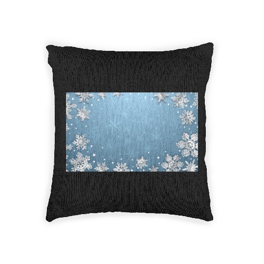 Winter Snowflakes Blue Pattern Woven Pillows