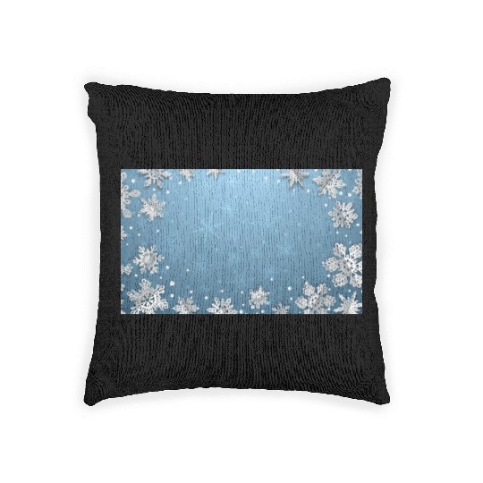 Winter Snowflakes Blue Pattern Woven Pillows
