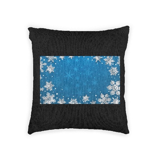 Winter Snowflakes Navy Blue Pattern Woven Pillows