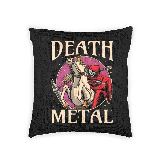 Reaper Rock Satan Unicorn Festivals Death Metal Woven Pillows