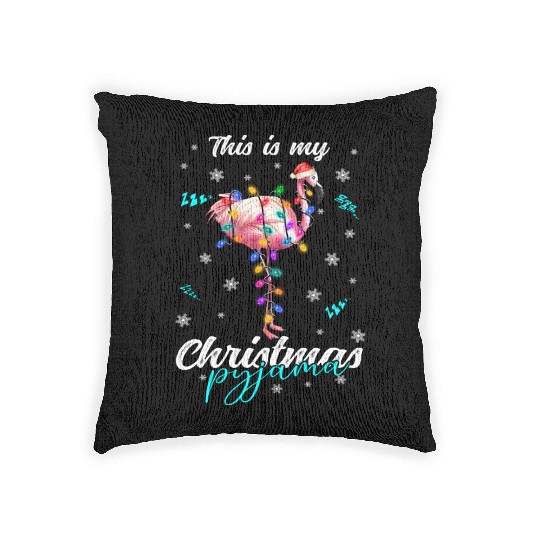 Winter Christmas Pyjama Flamingo Woven Pillows