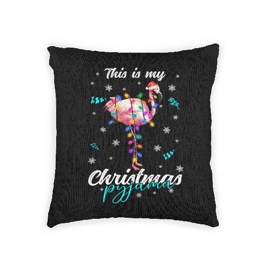 Winter Christmas Pyjama Flamingo Woven Pillows