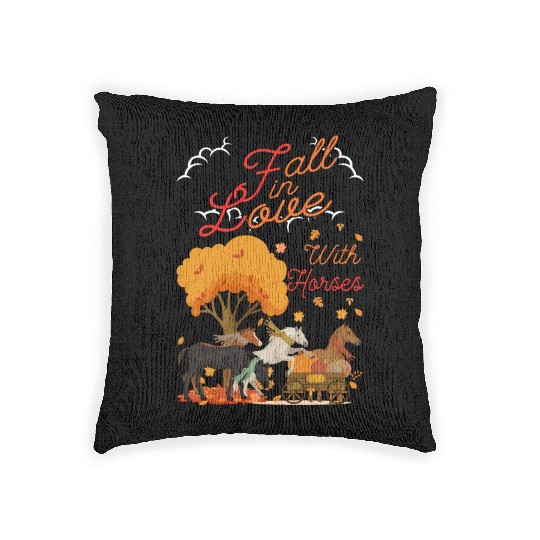 Women Fall Horse Lover Autumn Woven Pillows