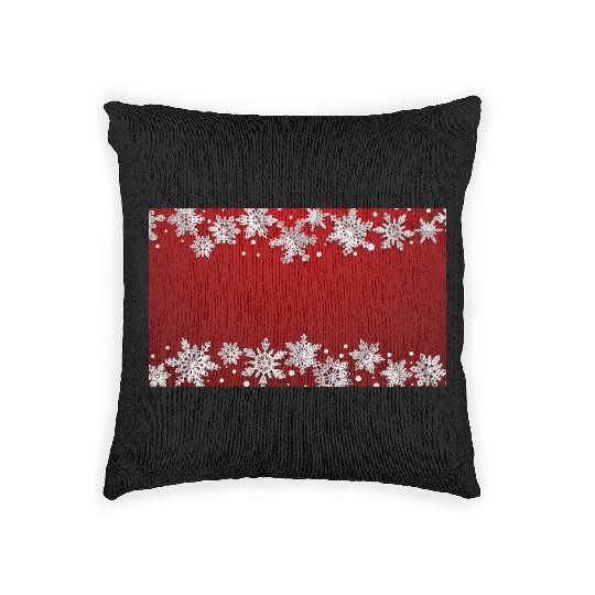 Elegant Winter Snowflakes Red Woven Pillows