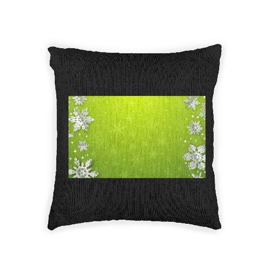 Winter Snowflakes Green Pattern Woven Pillows