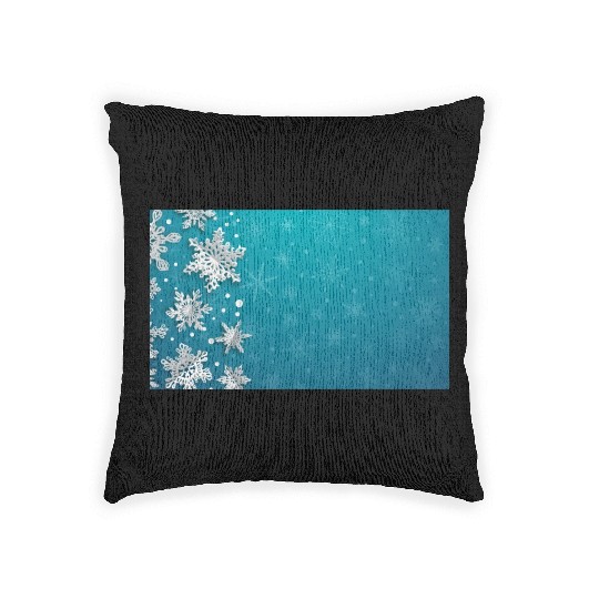 Elegant Christmas Snowflakes Pattern Teal Woven Pillows