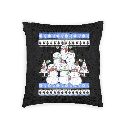 Snowman Christmas Tree Woven Pillows
