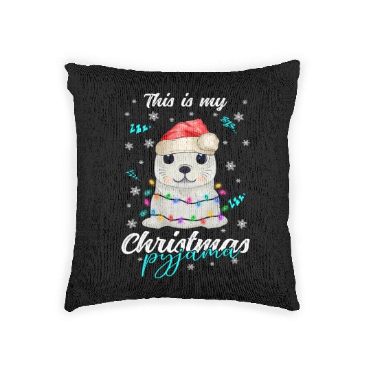 Winter Christmas Pyjama Seal Woven Pillows