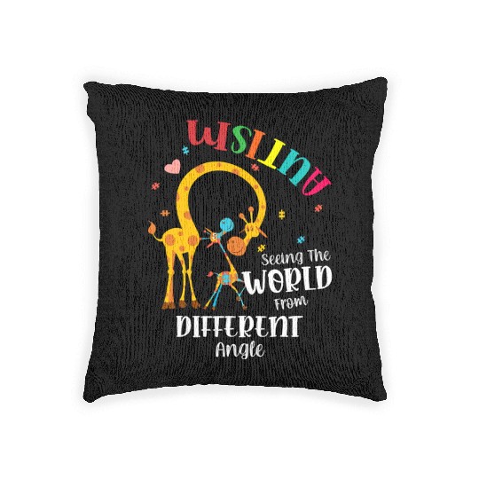 Autism Giraffe See The World From A Woven Pillows