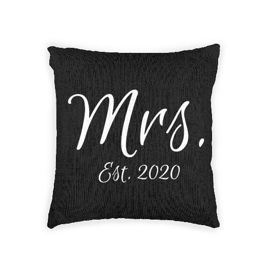 Matching Script Mr & Mrs Bridal Bride Mrs Est 2020 Woven Pillows