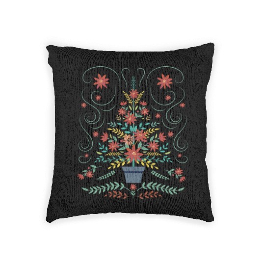 Folk Art Christmas Tree Woven Pillows