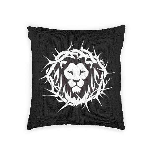 Lion of Judah With A Crown of Thorns Christian Woven Pillows