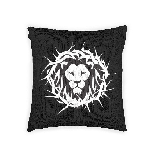 Lion of Judah With A Crown of Thorns Christian Woven Pillows
