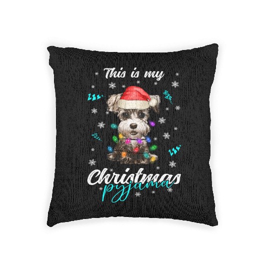 Winter Christmas Pyjama Miniature Schnauzer Woven Pillows