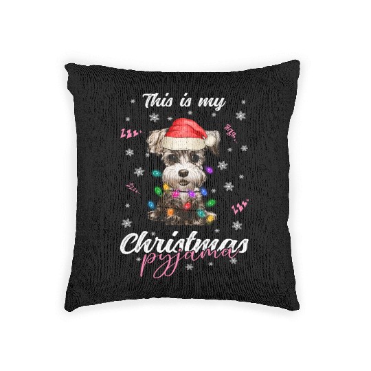Winter Christmas Pyjama Miniature Schnauzer Woven Pillows