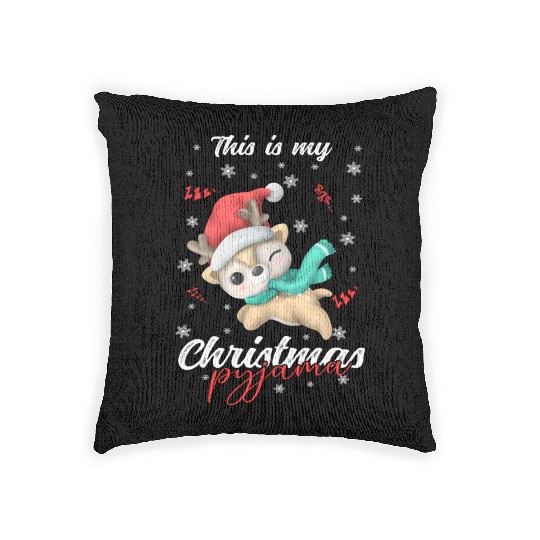 Winter Christmas Pyjama Reindeer Woven Pillows